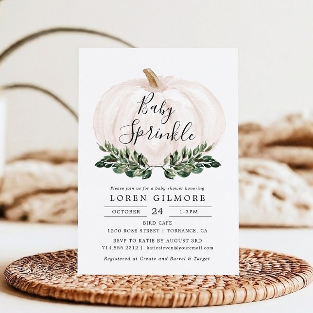 Baby Sprinkle Fall Greenery Pumpkin Baby Shower Invitation (Creator Uploaded)