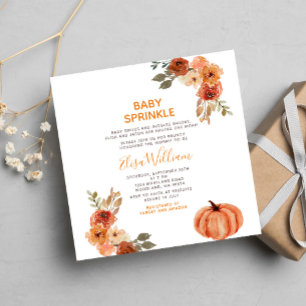 Baby Sprinkle Fall Pumpkin Wildflower Baby Shower Invitation