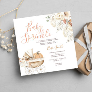 Baby Sprinkle Floral Pumpkin Carriage Baby Shower Invitation