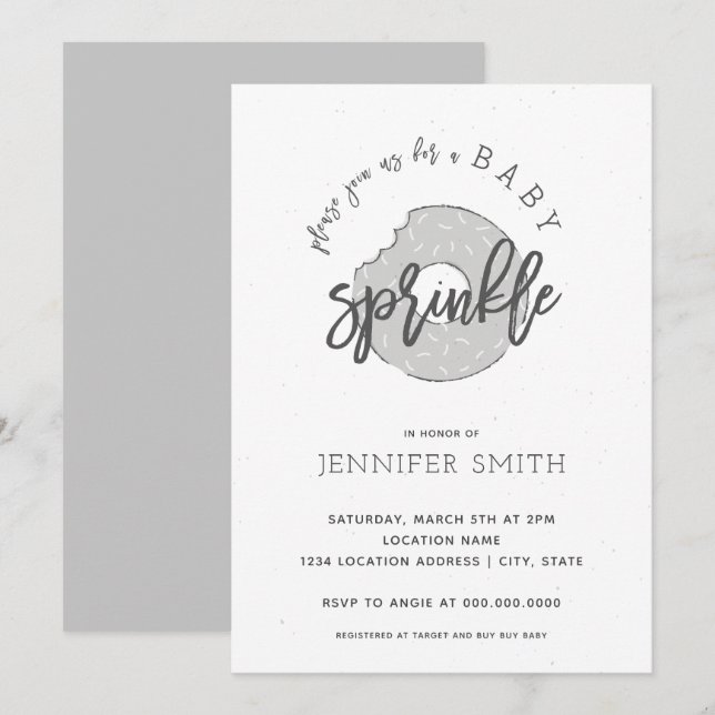Baby Sprinkle Gender Neutral Doughnut Invitation (Front/Back)