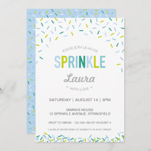 Baby Sprinkle Invitation, Blue / Green Sprinkles Invitation