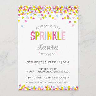 Baby Sprinkle Invitation, Bright Colours Invitation