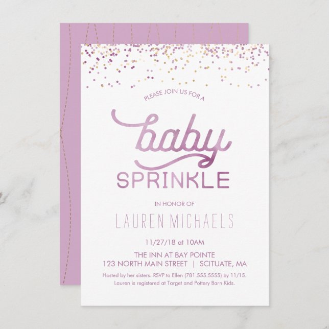Baby Sprinkle Invitation - Customise Invite,  Girl (Front/Back)