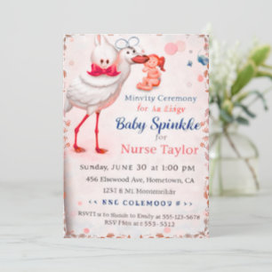 Baby Sprinkle Invitation for Nurse Mum, Cute Stork