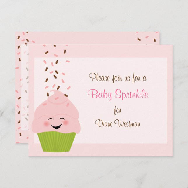 Baby Sprinkle Invitation in Pinks (Front/Back)