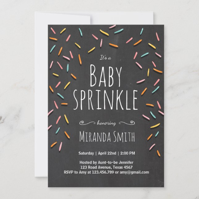 Baby Sprinkle invitation Sprinkles Confetti Chalk (Front)