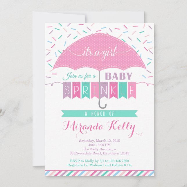 Baby Sprinkle Invitation / Umbrella Invitation (Front)