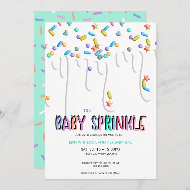 Baby Sprinkle Invitations (Front/Back)