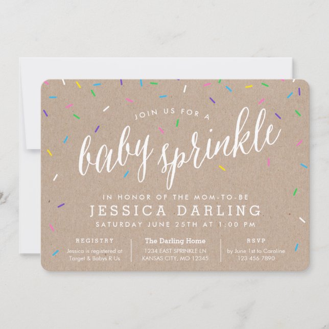 Baby Sprinkle Invitations | Kraft (Front)