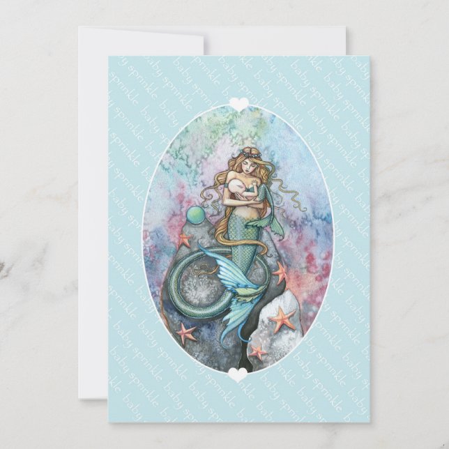 Baby Sprinkle Invites Mermaid and Baby (Front)