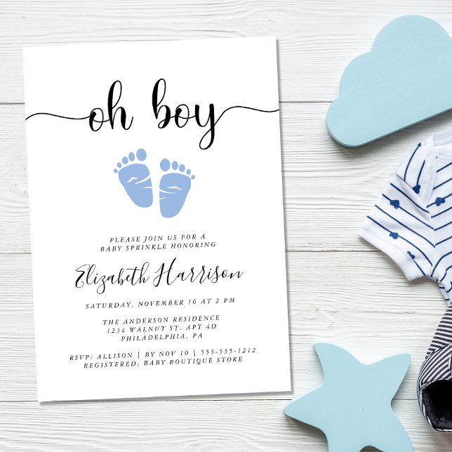 Baby Sprinkle Oh Boy Blue Invitation (Creator Uploaded)
