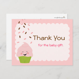 Baby Sprinkle Party Thank You in Pink Postcard