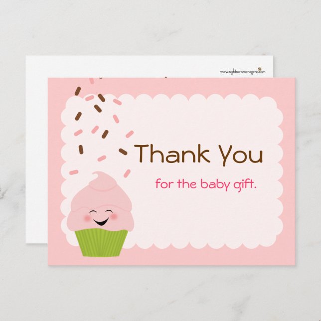 Baby Sprinkle Party Thank You in Pink Postcard (Front/Back)
