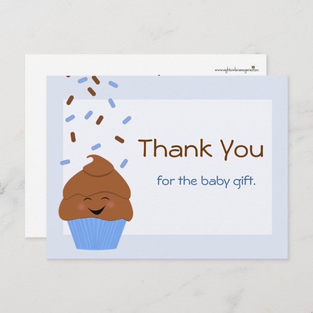Baby Sprinkle Party Thank You Postcard in Blue (Front/Back)
