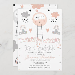 Baby Sprinkle Pathway to the Moon Pink Invitation