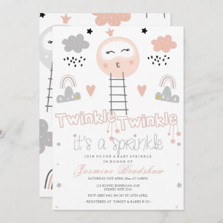 Baby Sprinkle Pathway to the Moon Pink Invitation