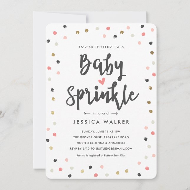 Baby Sprinkle Pink Confetti Girl Baby Sprinkle Invitation (Front)