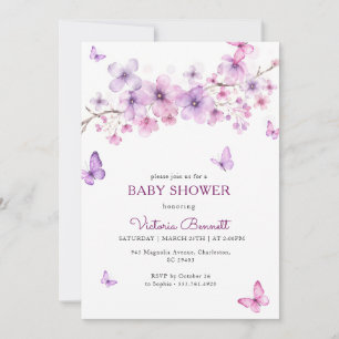 Baby Sprinkle Purple Lavender Butterfly Shower Invitation