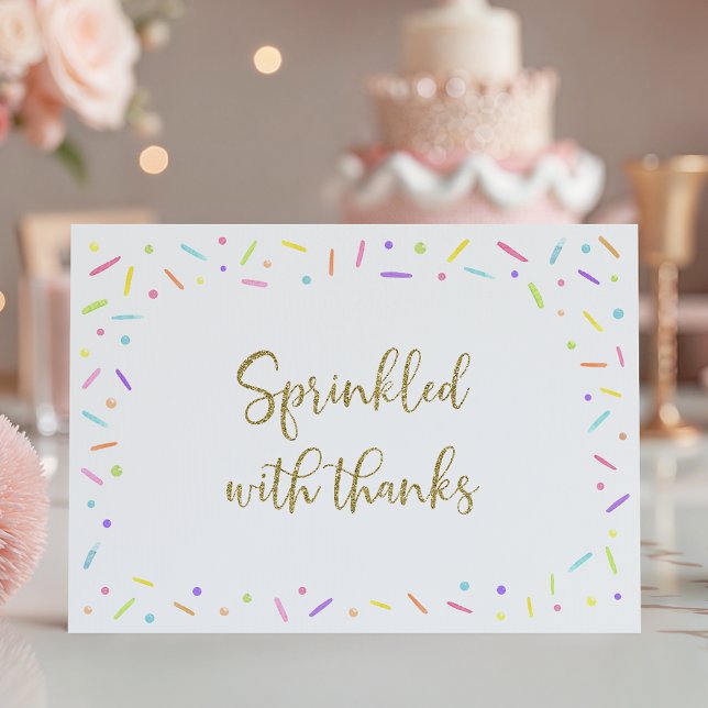 Baby Sprinkle Rainbow Gold Thank You Card (Creator Uploaded)