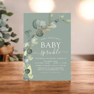 Baby Sprinkle Shower Greenery Eucalyptus Green Inv Invitation