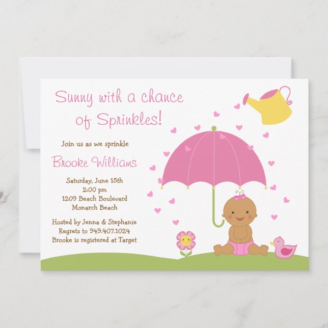 Baby Sprinkle Shower Invitation African American (Front)