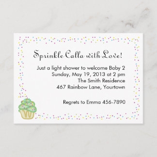Baby Sprinkle Shower Invite with Green Cupcake