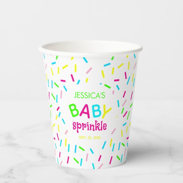 Baby Sprinkle Shower Rainbow Sprinkles Colourful  Paper Cups (Front)
