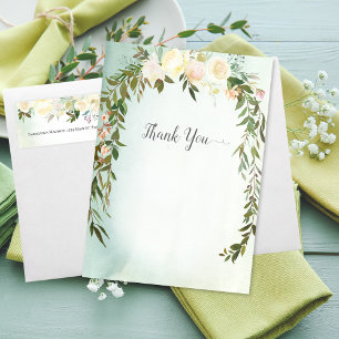 Baby Sprinkle Shower Thank You Green White Rose