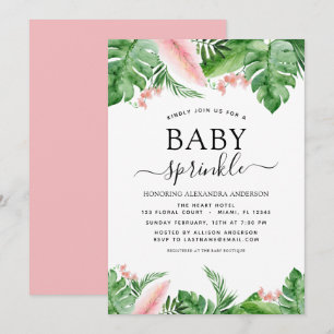 Baby Sprinkle Shower Tropical Palm Floral Invitation