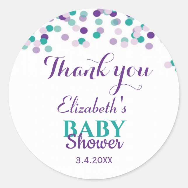 Baby Sprinkle | Thank You Baby Shower Classic Round Sticker (Front)