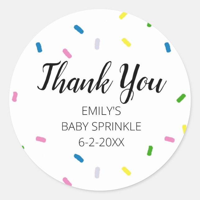 Baby Sprinkle Thank You Rainbow Party Stickers (Front)