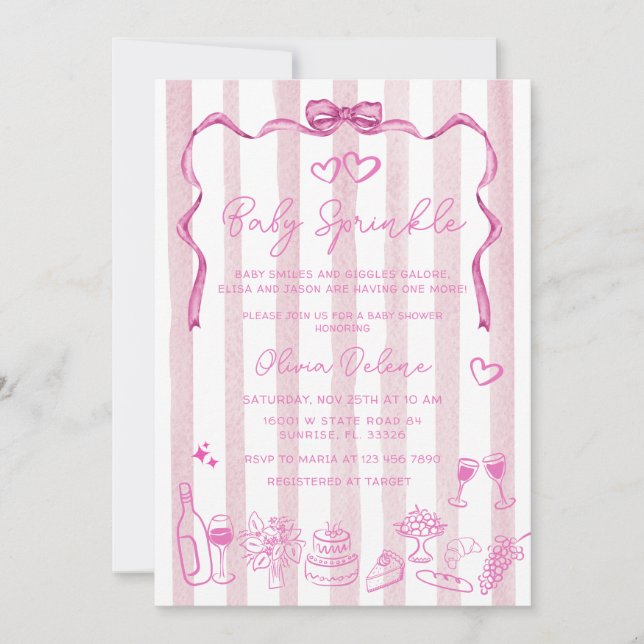 Baby Sprinkle Whimsical Hand Drawn Baby Shower Invitation (Front)