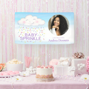 Baby Sprinkle whimsy cloud photo blue baby shower Banner