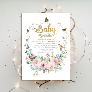 Baby Sprinkle Wildflowers Butterflies Baby Shower Invitation