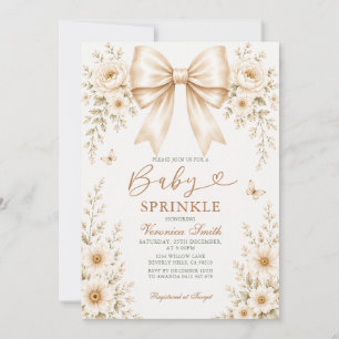 Baby Sprinkle Wildflowers Champagne Bow coquette Invitation