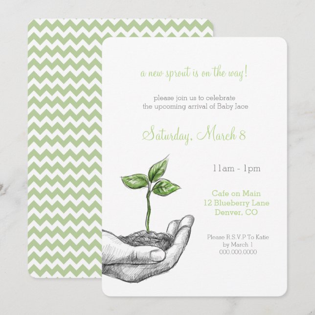 Baby Sprout Shower Invitation (Front/Back)