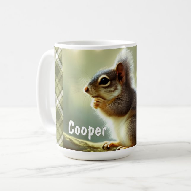 Baby Squirrel Wildlife Portrait Personalised Coffee Mug (Front Left)