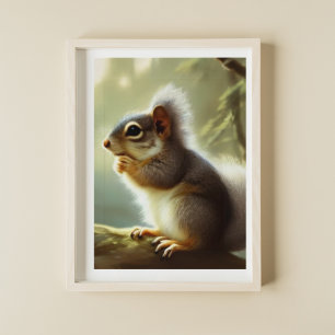 Baby Squirrel Wildlife Portrait   Poster