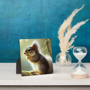 Baby Squirrel Wildlife Portrait Tabletop  Plaque