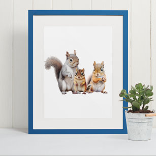 Baby Squirrels and Chipmunk Nursery  Poster