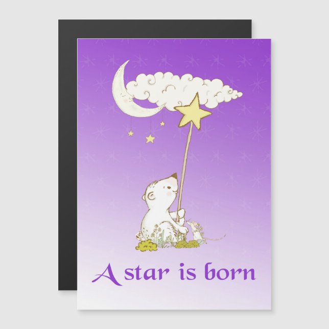 Baby star is born! magnetic invitation (Front/Back)