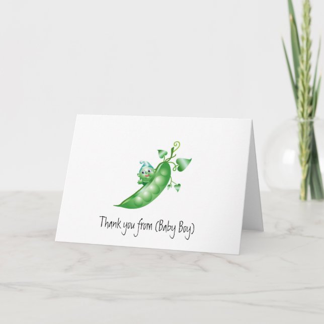 Baby Stationery/Thank You Card-Boy Pea in a Pod Thank You Card (Front)