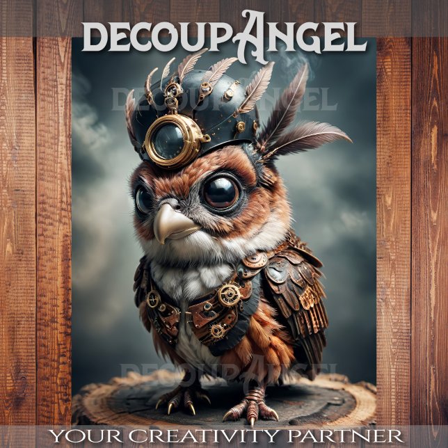 Baby Steampunk Owl -Decoupage- Tissue Paper (Creator Uploaded)