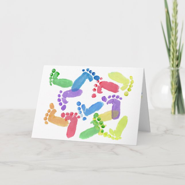 Baby Steps, Baby Feet, Baby Footprints in Colours Card (Front)