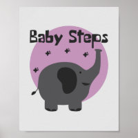 Baby steps Kawaii cute baby elephant grey & purple