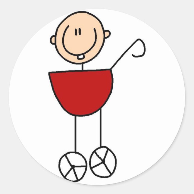 Baby Stick Figure In Carriage Sticker (Front)