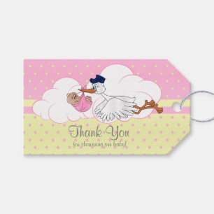 Baby Stork Baby Girl Baby Shower Thank You Gift Tags