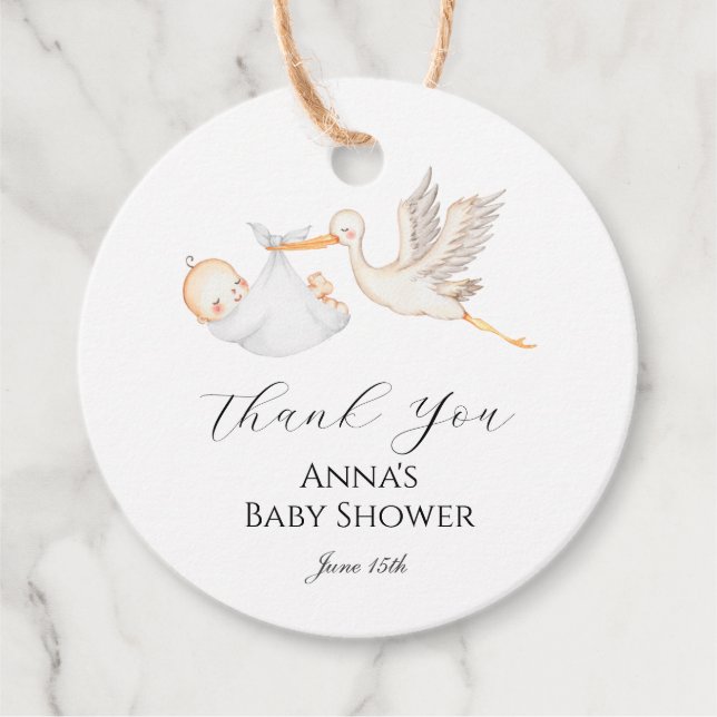 Baby Stork Favour Tag (Front)
