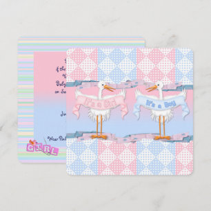 Baby Storks for Baby Gender Reveal Invitation
