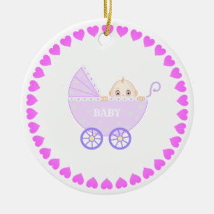Baby Stroller Ceramic Tree Decoration